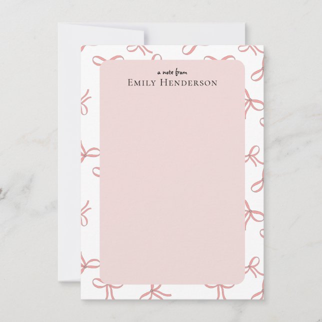 Carte De Correspondance Cute Pink Bow Girly Coquette Frame  (Devant)