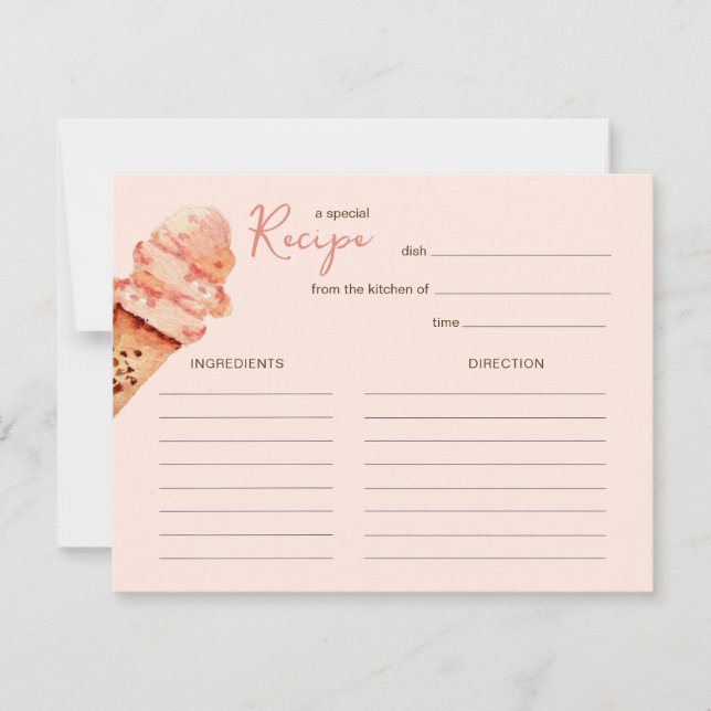 Carte De Correspondance Cute  Pink Ice cream party  Recipe card (Devant)