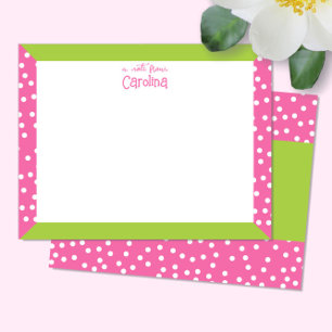 Carte De Correspondance Cute Pois Rose Vert Cadre Fille Papeterie