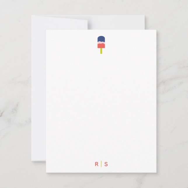 Carte De Correspondance Cute Popsicle Coral Bleu Monogramme personnalisé (Devant)