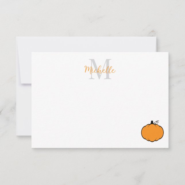 Carte De Correspondance Cute Pumpkin Drawing Custom Monogram (Devant)