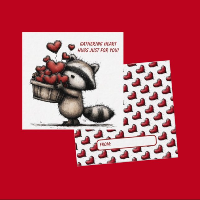 Carte De Correspondance Cute Raccoon Valentine Card (Créateur téléchargé)