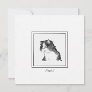 Carte De Correspondance Cute Ragdoll Chat noir et blanc croquis