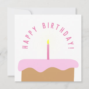 Carte De Correspondance Cute rose/blanche Illustré Gâteau et bougie d'anni