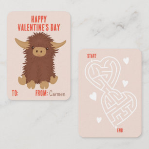 Carte De Correspondance Cute, shaggy Highland classe de vache Valentine