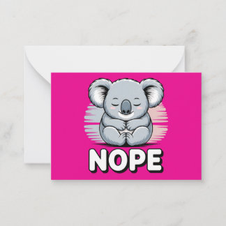 Carte De Correspondance Cute Sleeping Koala “Nope” Funny Cartoon