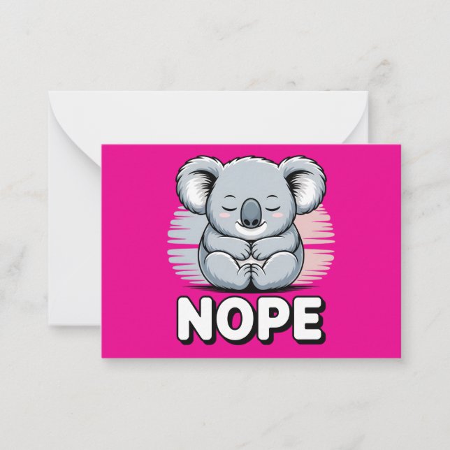 Carte De Correspondance Cute Sleeping Koala “Nope” Funny Cartoon (Devant)