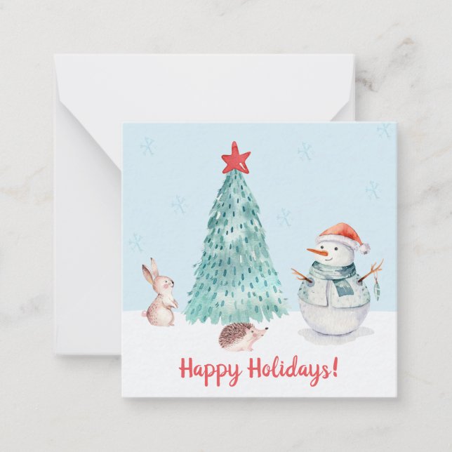 Carte De Correspondance Cute Snowman Happy Holidays (Devant)