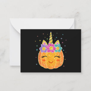 Carte De Correspondance Cute Unicorn Citrouille Halloween Thanksgiving
