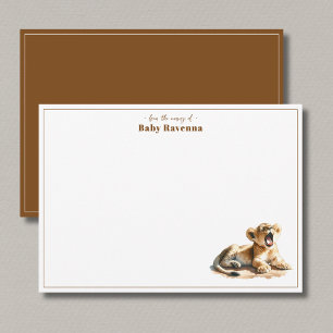 Carte De Correspondance Cute Yawning Lion Safari Nursery Merci