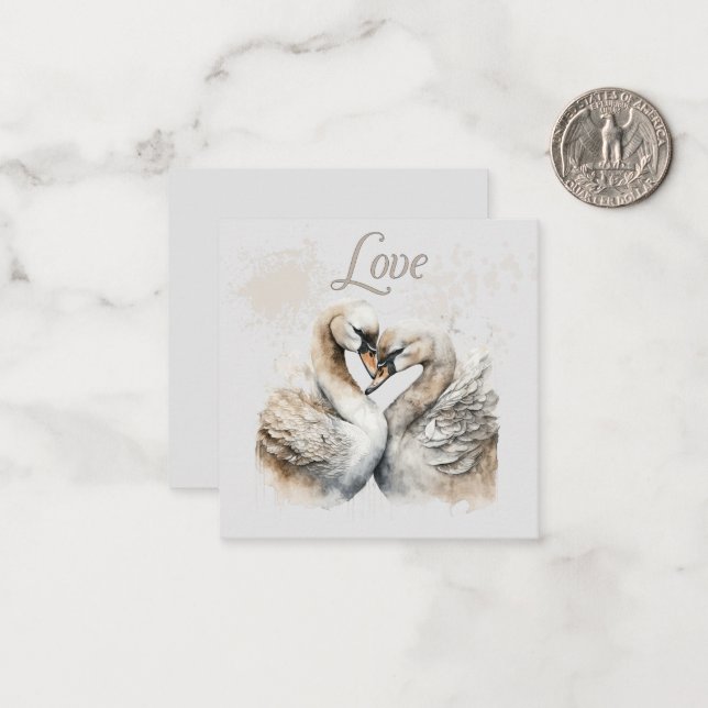 Carte De Correspondance Cygnes de l'amour  (Devant/Arrière en situation)