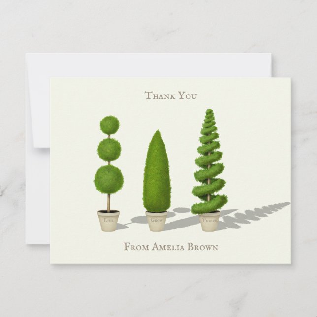 Carte De Correspondance Cypress Topiary personnalisable "Live Grow Thrive" (Devant)