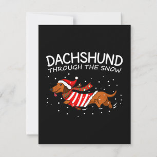 Carte De Correspondance Dachshund à travers la neige drôle chien Noël