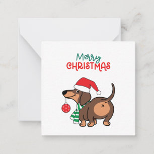 Carte De Correspondance Dachshund Chien mignonne Joyeux Noël