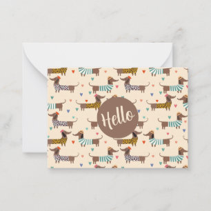Carte De Correspondance Dachshunds drôles en chapeaux et écharpes