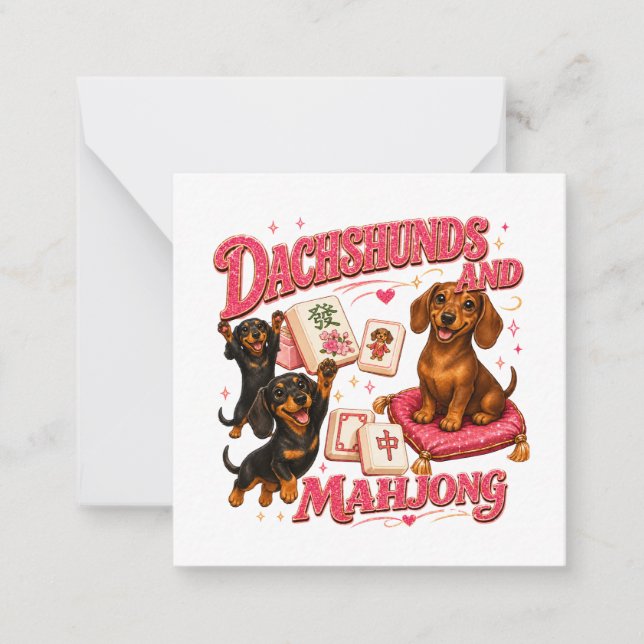 Carte De Correspondance Dachshunds et Mahjong (Devant)