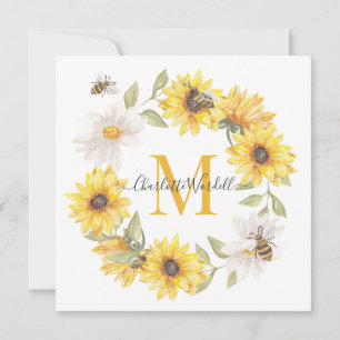 Carte De Correspondance Daisies Abeilles de miel Monogramme