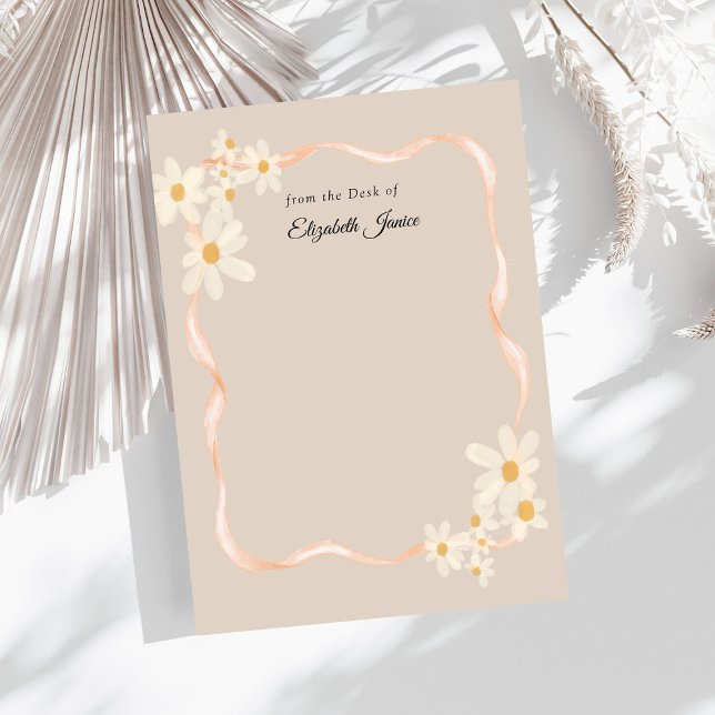 Carte De Correspondance Daisy moderne Floral Nom Brown (Créateur téléchargé)