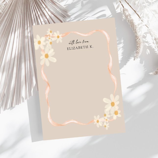 Carte De Correspondance Daisy moderne Floral Nom Brown (Créateur téléchargé)