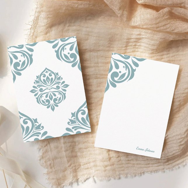Carte De Correspondance Damask Ambience Pewer blue (Créateur téléchargé)