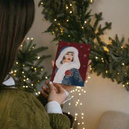 Carte De Correspondance Dame de Noël rétro vintage Art Déco