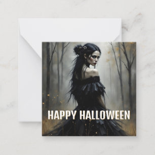 Carte De Correspondance Dame Mystique dans une sombre forêt d'Halloween
