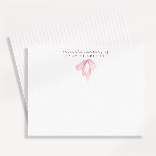 Carte de correspondance de naissance à ruban rose  (Créateur téléchargé)
