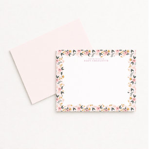 Carte de correspondance de nurserie à cadre floral
