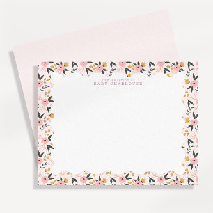 Carte de correspondance de nurserie à cadre floral