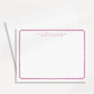 Carte de correspondance de nurserie à motif feston