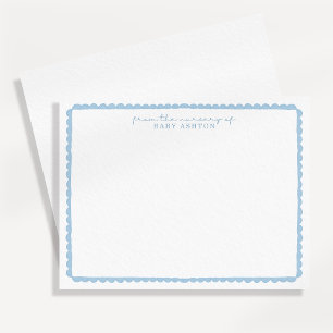 Carte de correspondance de nurserie en bleu pastel