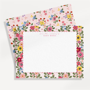 Carte de correspondance de nurserie florale à bord