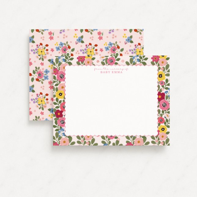 Carte de correspondance de nurserie florale à bord (Créateur téléchargé)