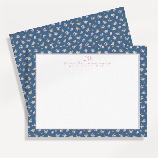 Carte de correspondance de nurserie florale Navy d (Créateur téléchargé)