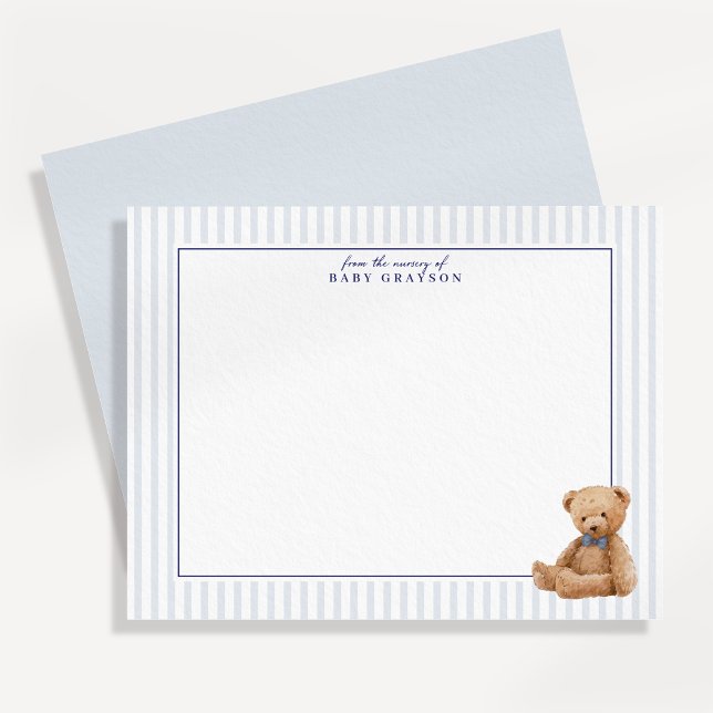 Carte de correspondance de nurserie ourson rayée b (Créateur téléchargé)