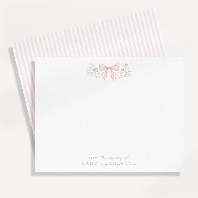 Carte de correspondance de nursery à ruban rose (Créateur téléchargé)