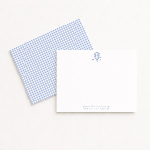 Carte de correspondance de nursery en vichy bleu a