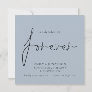 Carte De Correspondance Décidé sur Forever Blue Carré Enregistrer la date