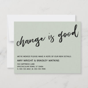Carte De Correspondance Décontracté Change is Good Sage Green Nouvelle car