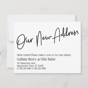 Carte De Correspondance Décontracté Notre nouvelle adresse Black White Fai