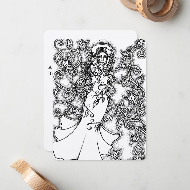 Carte De Correspondance Déesse florale (Devant/Arrière en situation)