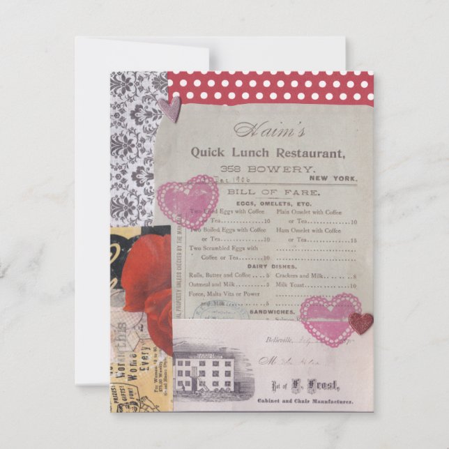 Carte De Correspondance Déjeuner Date Valentine's Day Card (Devant)