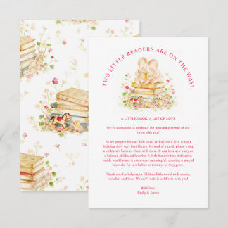 Carte De Correspondance Demande de livre pour la fête de naissance de jume