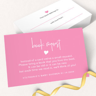 Carte De Correspondance Demande de livre rose profonde Billet pour bébé fi