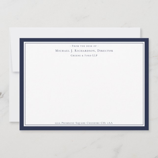 Carte De Correspondance Denim Blue Business Monogramme Du Bureau de (Devant)