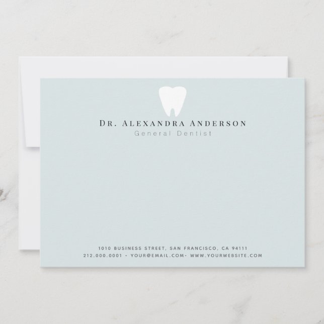Carte De Correspondance Dentiste Dents Blanches Bleu Clair (Devant)