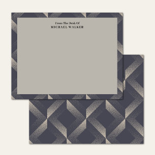 Carte De Correspondance Depuis le bureau de motif géométrique noir gris pl