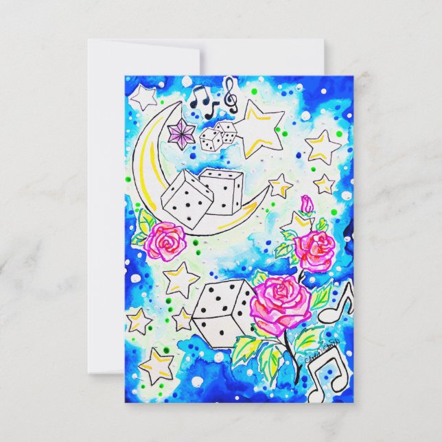 Carte De Correspondance Dés & Roses (Devant)