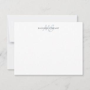 Carte De Correspondance Design Moderne Brush Script Gris Monogramme Classi