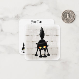 Carte De Correspondance Dessin animé de chat noir drôle et féroce